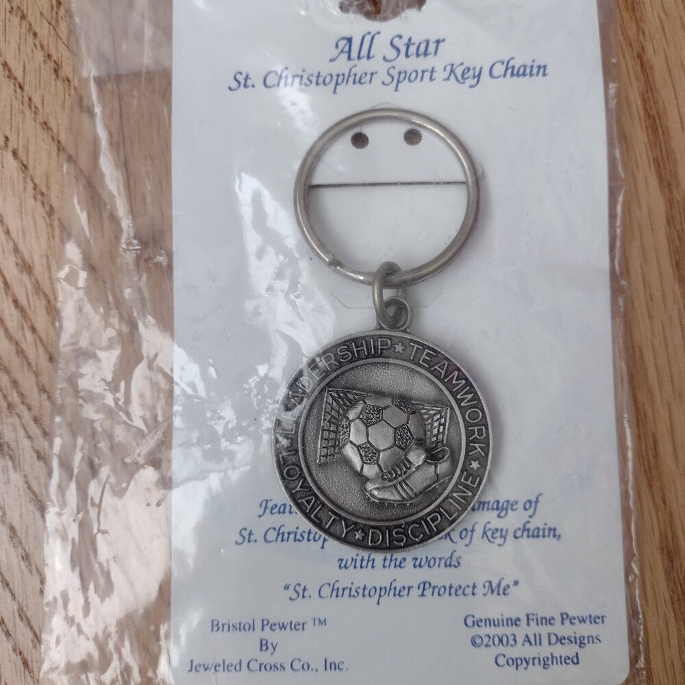 New with Tags Solid Pewter St. Christopher Soccer Medal NWT Geniune Fine Pewter